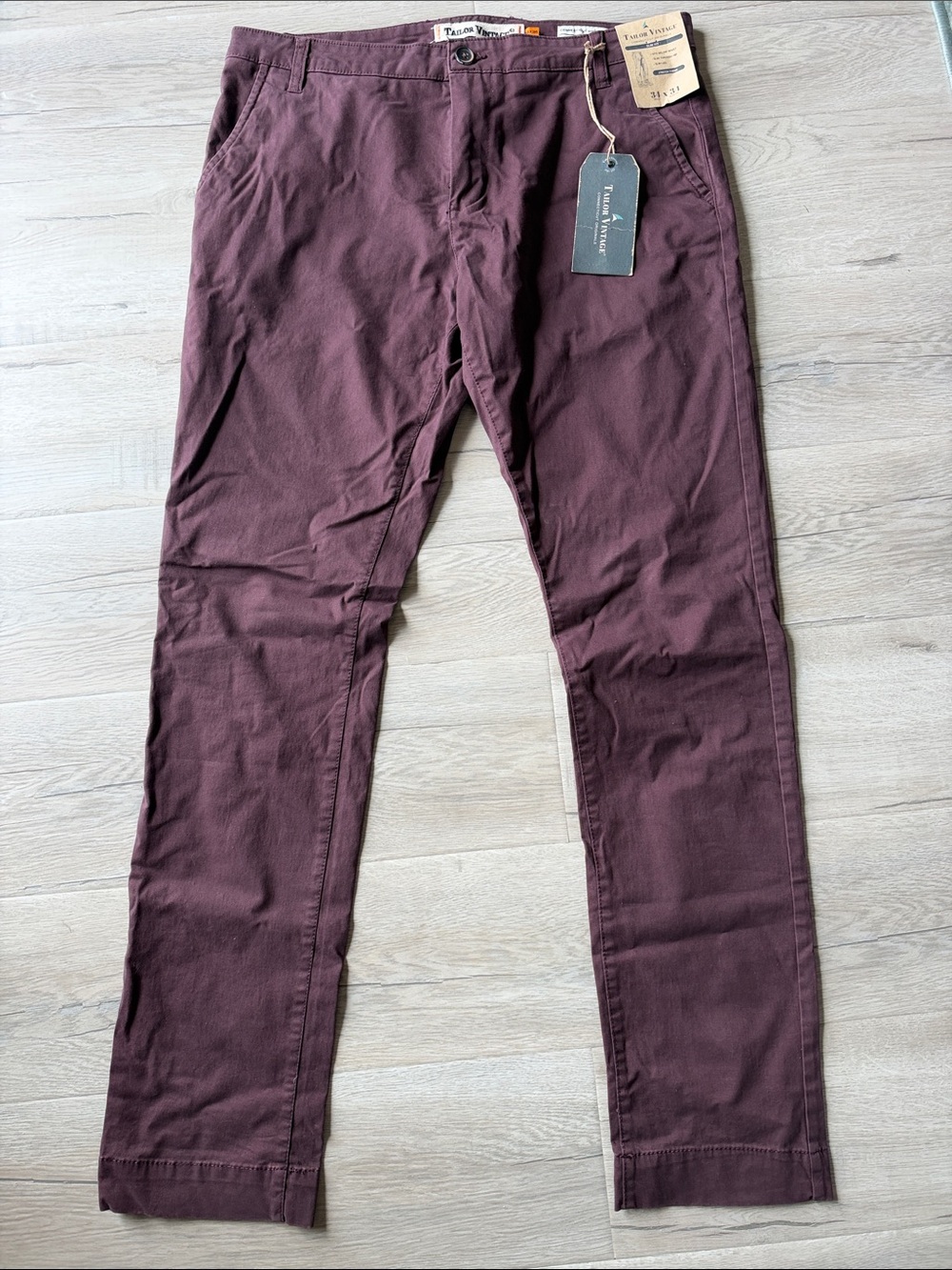 Tailor Vintage Men's Burgundy Chino Pants 34x34